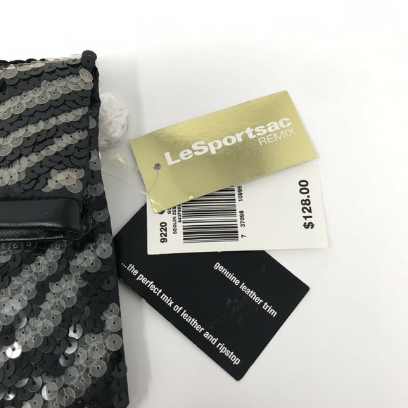 Le SportSac Remix Sequin Zebra Foldover Clutch